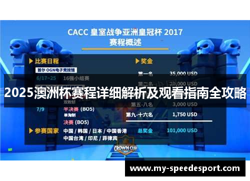 2025澳洲杯赛程详细解析及观看指南全攻略